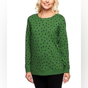 Denim & Co Active Dot Print French Terry Sweatshirt